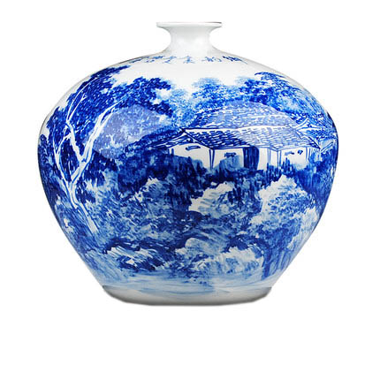 Designer hand painted pomegranate shape blue and white porcelain vase Jahrriesnge porcelain of landscape vase cna1019