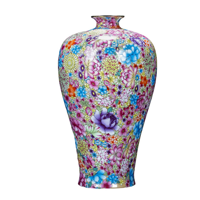 Vintage Qing dynasty multi-flowers mermaid shape ceramic vase Jahrriesnge porcelain of red apple vase cna1023