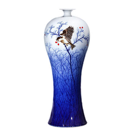 Antique designer hand-painted blue and white ceramic vase for flowers Jahrriesnge porcelain of bird vase cna1037