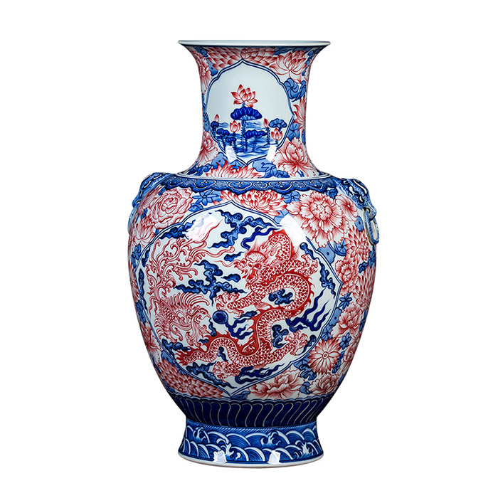 Designer Hand-painted blue and white enamel red dragon pattern vase Jahrriesnge porcelain of vase cna1052