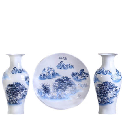 Big mountains and rivers scenery ceramic vases and ornaments 3pcs set Jahrriesnge porcelain of vase set 3pcs cna1061