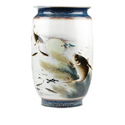 Fish pattern kiln change glaze barrel shape ceramic vase Jahrriesnge porcelain of vase cna1078