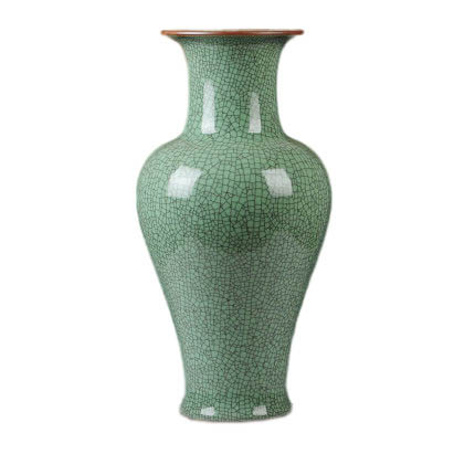 Living room large green fishtail ceramic floor mosaic flower vase Jahrriesnge porcelain of crack glaze big vase cna1097