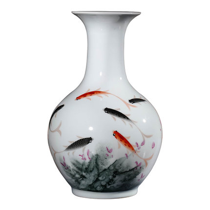 Hand painted pastel fish design ceramic ornaments and vases Jahrriesnge porcelain of fish vase cna1121
