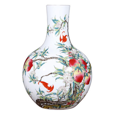 Ancient qing dynasty qian long nine peaches ceramic vases ornaments Jahrriesnge porcelain of nine peach illustration vase cna1124
