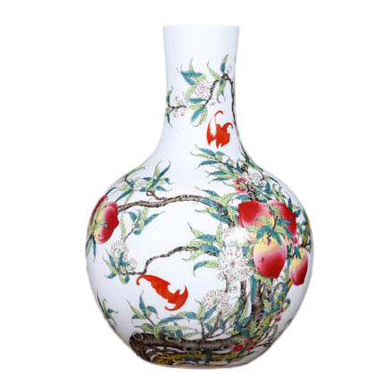 Ancient qing dynasty qian long nine peaches ceramic vases ornaments Jahrriesnge porcelain of nine peach illustration vase cna1125