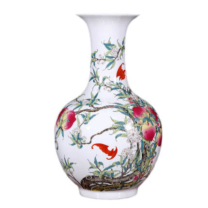 Ancient middle qing dynasty qian long nine peaches ceramic vase home Jahrriesnge porcelain of nine peach illustration vase cna1128