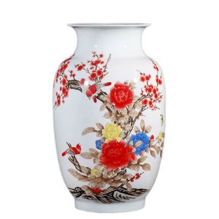 Winter melon shape ceramic vase with birds and flowers living room Jahrriesnge porcelain of peony vase cna1137