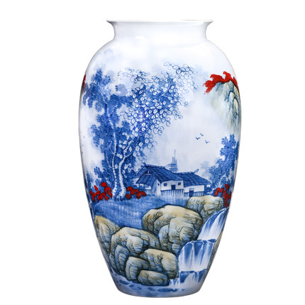 Designer large hand painted landscape ceramic vase for living room Jahrriesnge porcelain of hand painted big vase cna1139