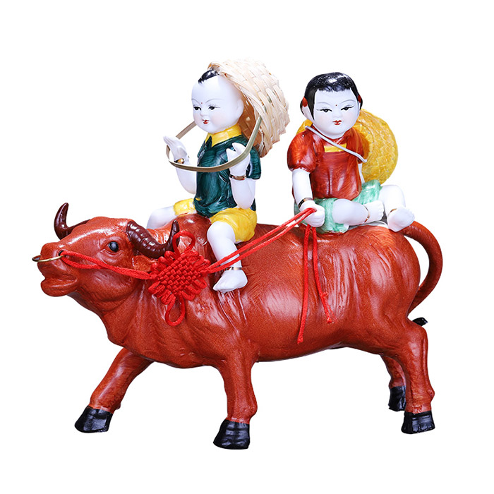 Shepherd boy riding red bull ceramics accessories living room multiple Jahrriesnge porcelain of cna1143