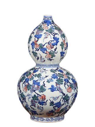 Vintage qing dynasty yong zheng blue and white ceramic flowers vase Jahrriesnge porcelain of gourd vase cna1290