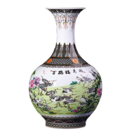 Chinese thin tire porcelain flower vase ornaments cranes painting Jahrriesnge porcelain of vase cna1315