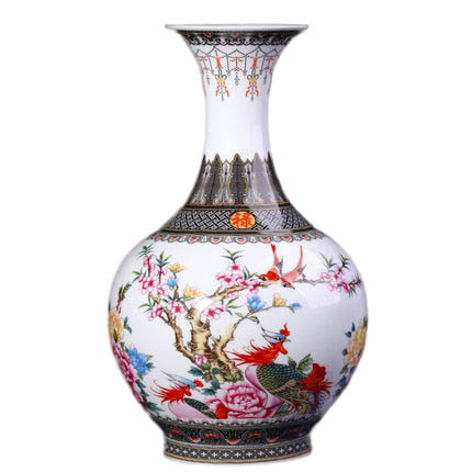 Chinese thin tire porcelain flower vase ornaments phoenix painting Jahrriesnge porcelain of vase cna1316