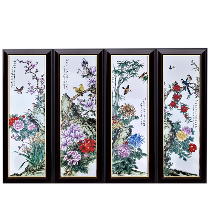 Big peonies birds and flowers painting ceramic wall hanging plates Jahrriesnge porcelain painting of cna1444