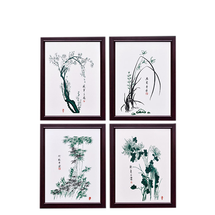 Rectangle plum orchid bamboo chrysanthemum ceramic wall hanging plates Jahrriesnge porcelain painting of cna1451