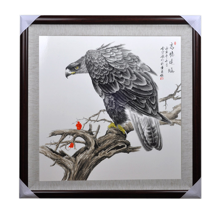 Decorative square eagle painting ceramic wall hanging plates home Jahrriesnge porcelain painting of cna1468