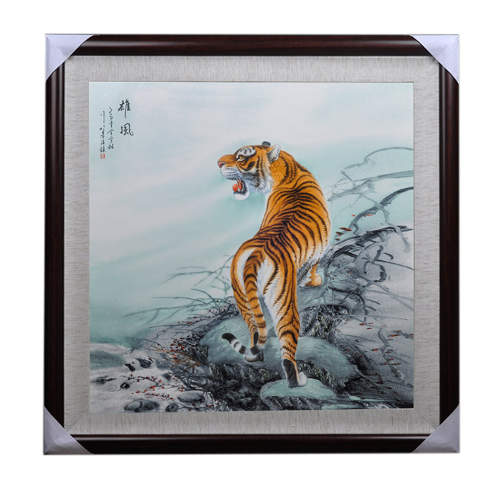 Square tiger painting ceramic wall hanging plates for living room Jahrriesnge porcelain painting of cna1469