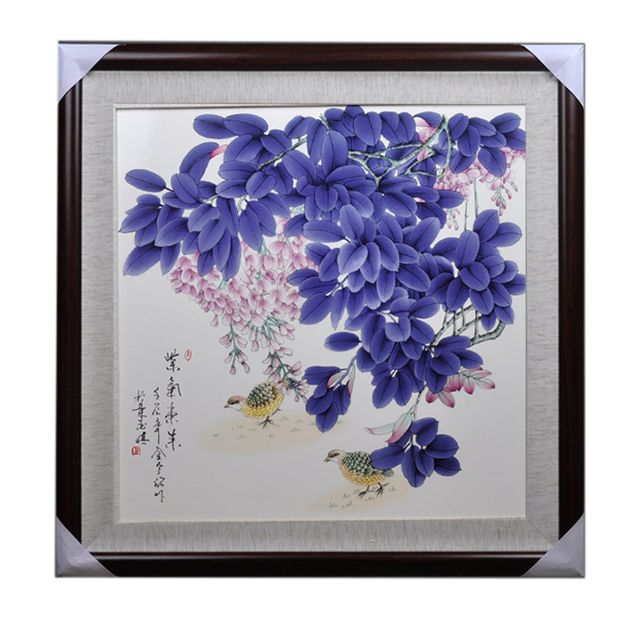 Square chicken and flowers painting ceramic wall hanging plates home Jahrriesnge porcelain painting of cna1475