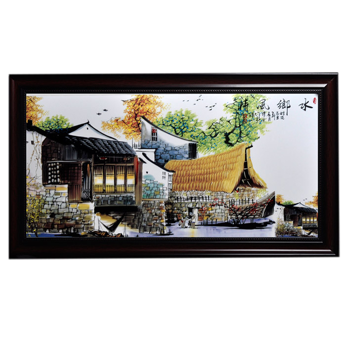 Decorative water town style painting ceramic wall hanging plates home Jahrriesnge porcelain painting of cna1489