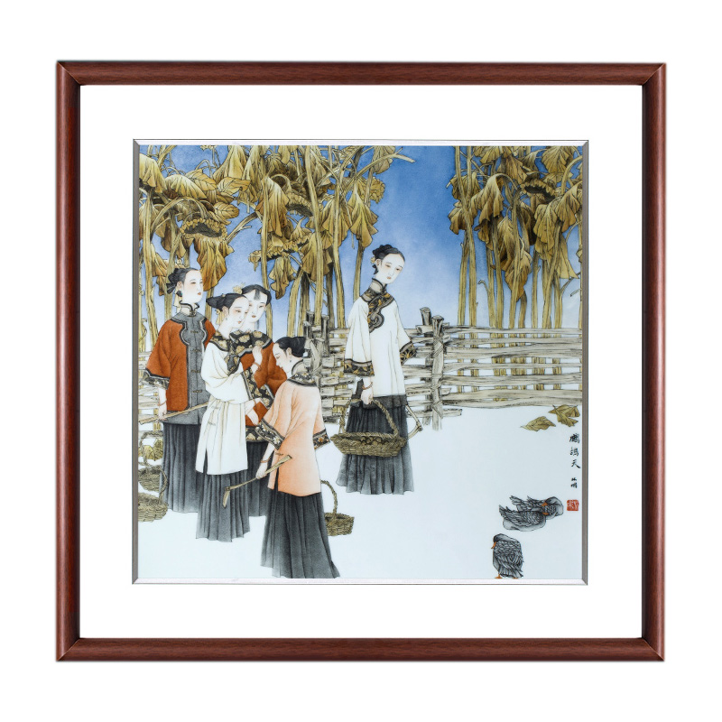 Designer hand-painted figures porcelain plate painting entrance decora Jahrriesnge porcelain painting of cna1541