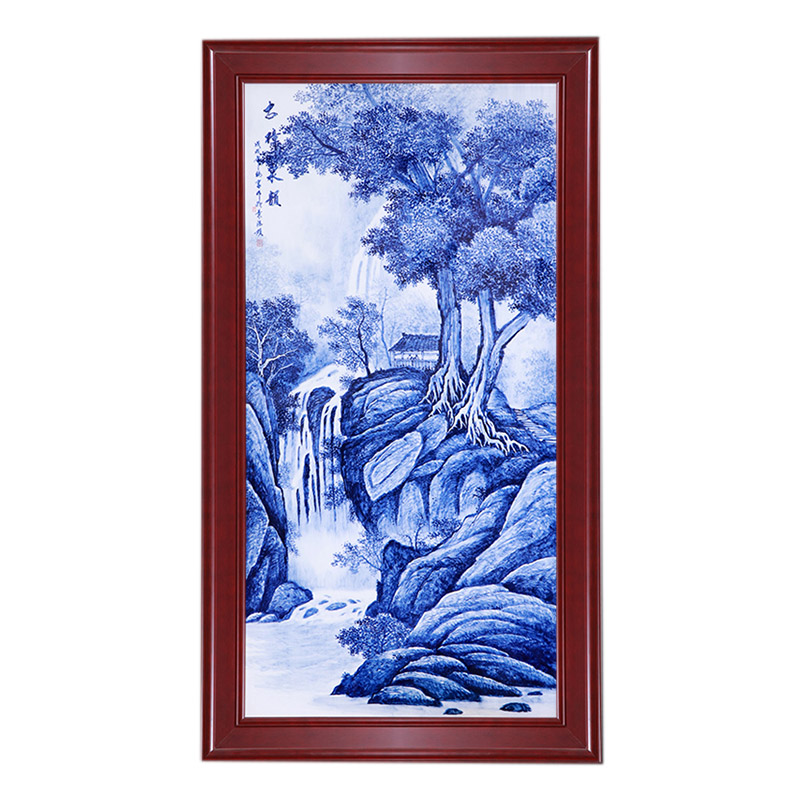 Jingdezhen Handpainted landscape blue and white ceramic plate painting Jahrriesnge porcelain painting of cna1595