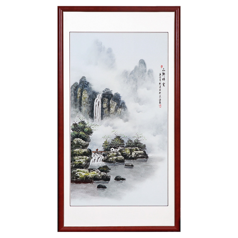 Jingdezhen pastel mountain township cloud porcelain plate painting Jahrriesnge porcelain painting of cna1653