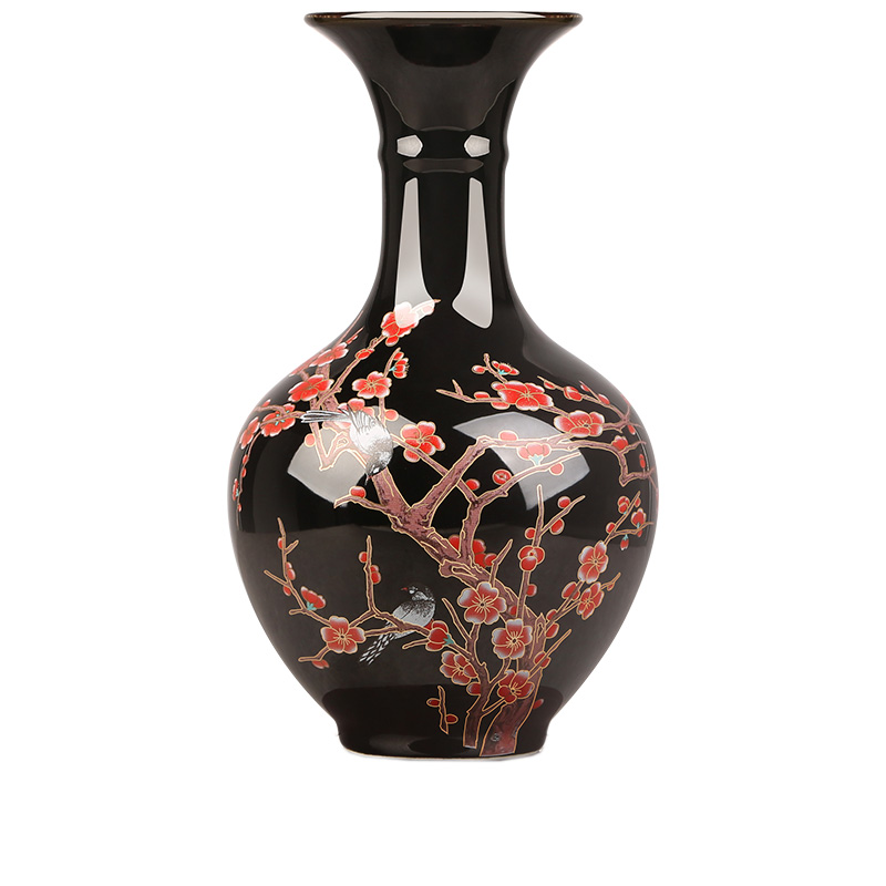 Jingdezhen small black ceramic flower vase home decorations Jahrriesnge porcelain of cna1701