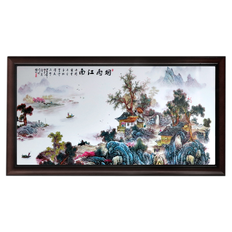 Jingdezhen village in rain ceramic plate painting living room home Jahrriesnge porcelain painting of cna1720