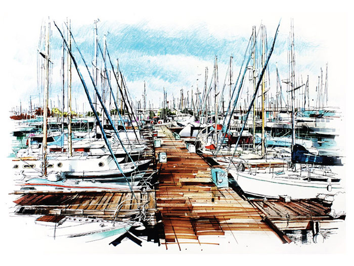 JAHRRIESNGE Landscape of boats lpf08231 