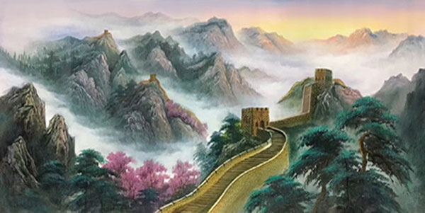 JAHRRIESNGE Landscape of the-Great-Wall-montains-trees-lpg0781